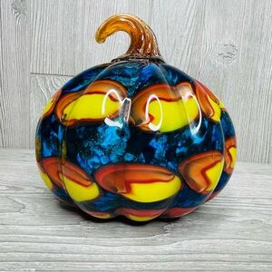 Orange and yellow glitter glass gourd / pumpkin decoration paper weight medium